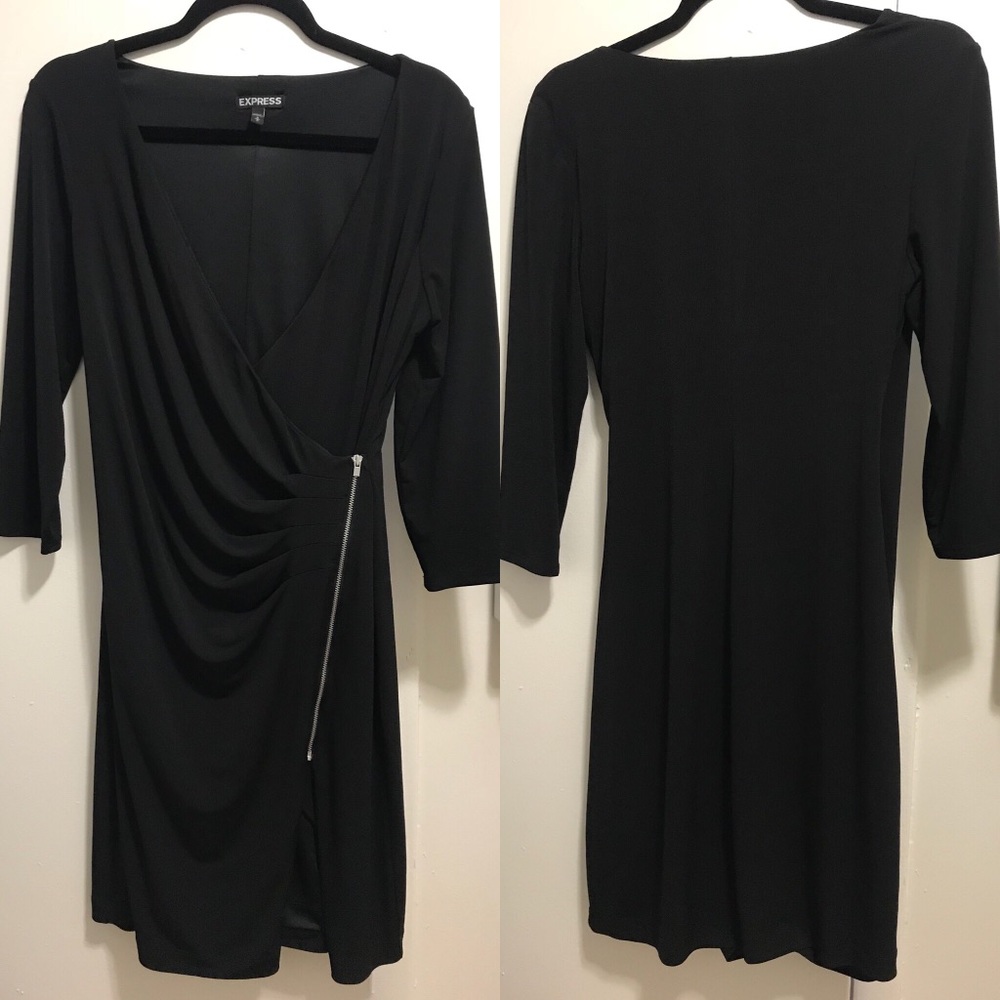 Black Dress size M zip up with front split